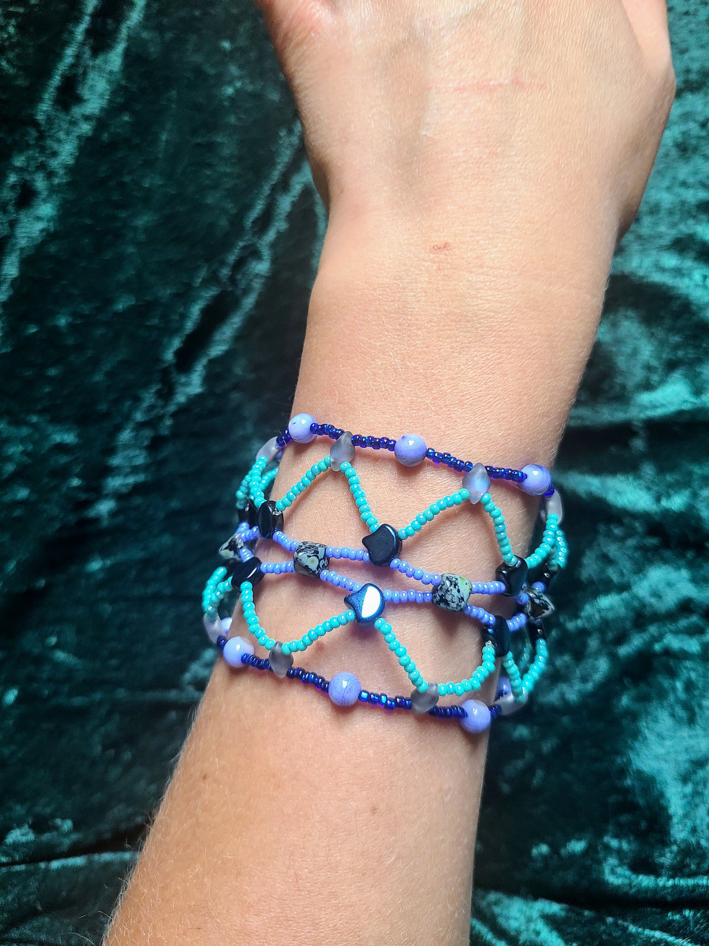 Blue and Teal Boho Mosaic Bracelet