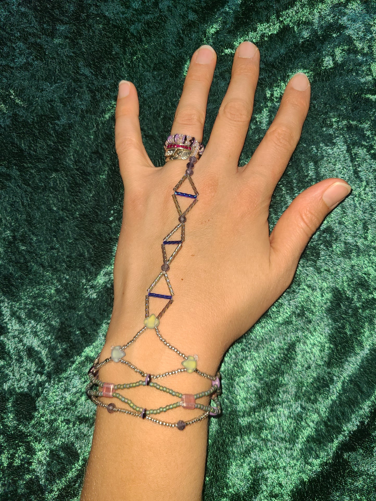 Diamond Iolite Hand Chain