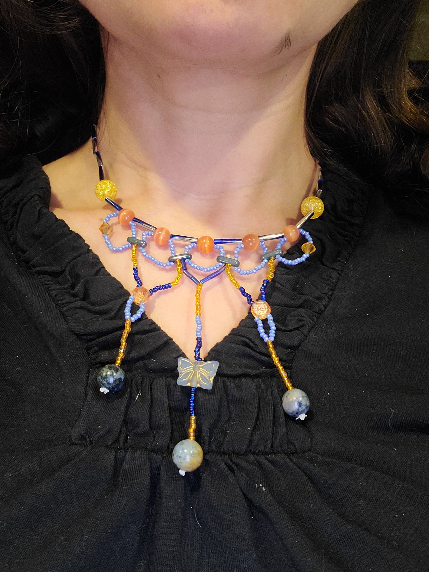 Dumortierite Sunset Ethereal Cascade Necklace