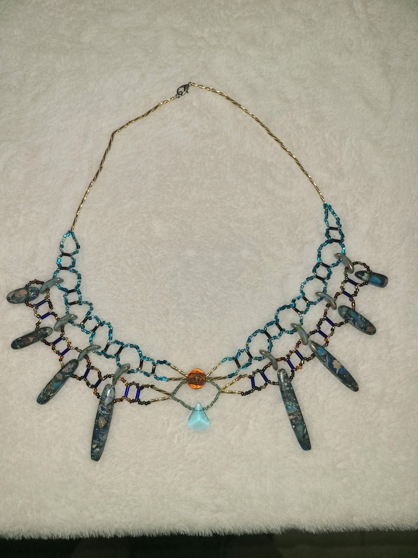 Aqua Impression Jasper Burnished Collar Necklace