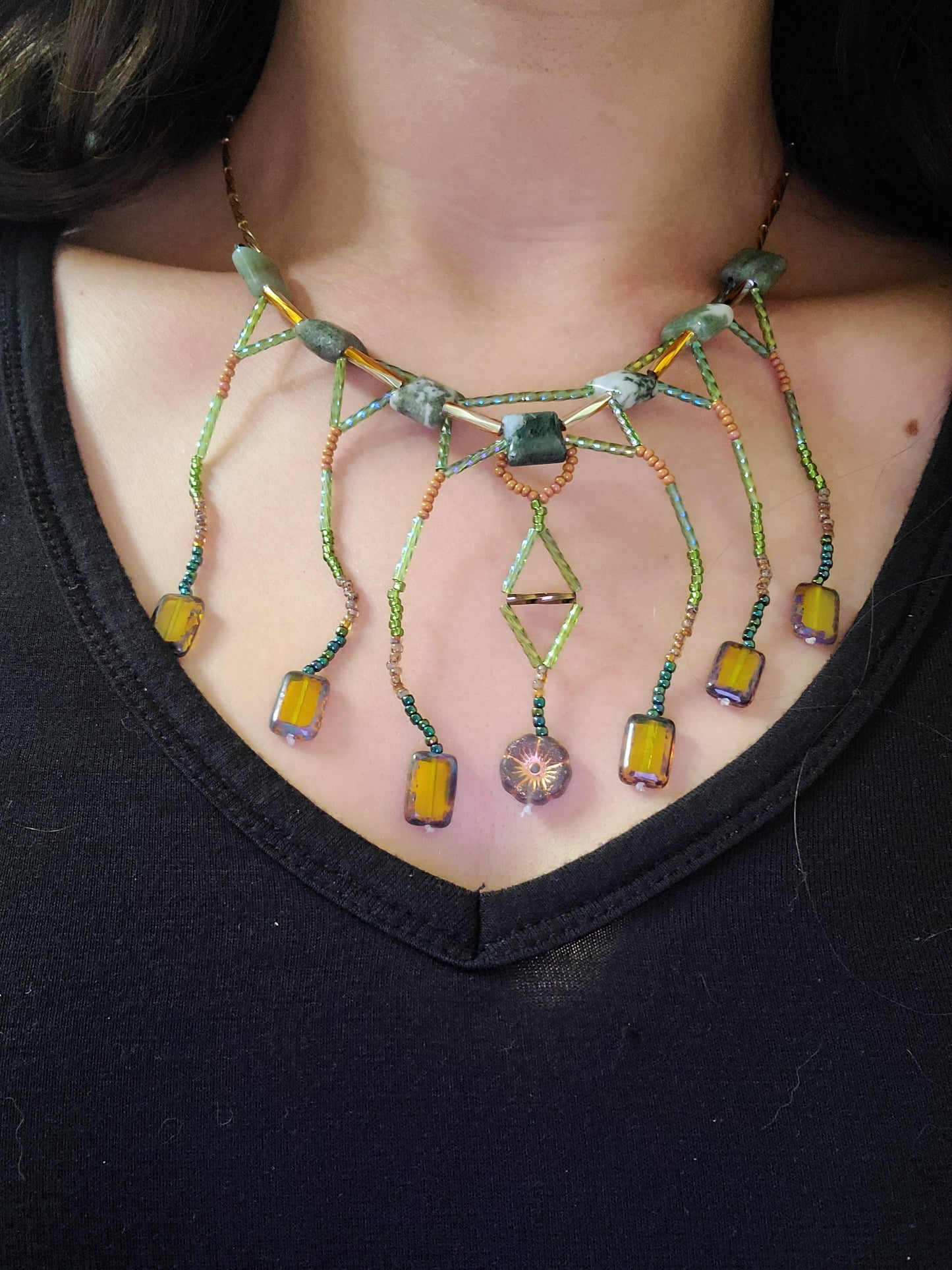 Autumn Forest Tree Agate Adriatic Splendor Necklace