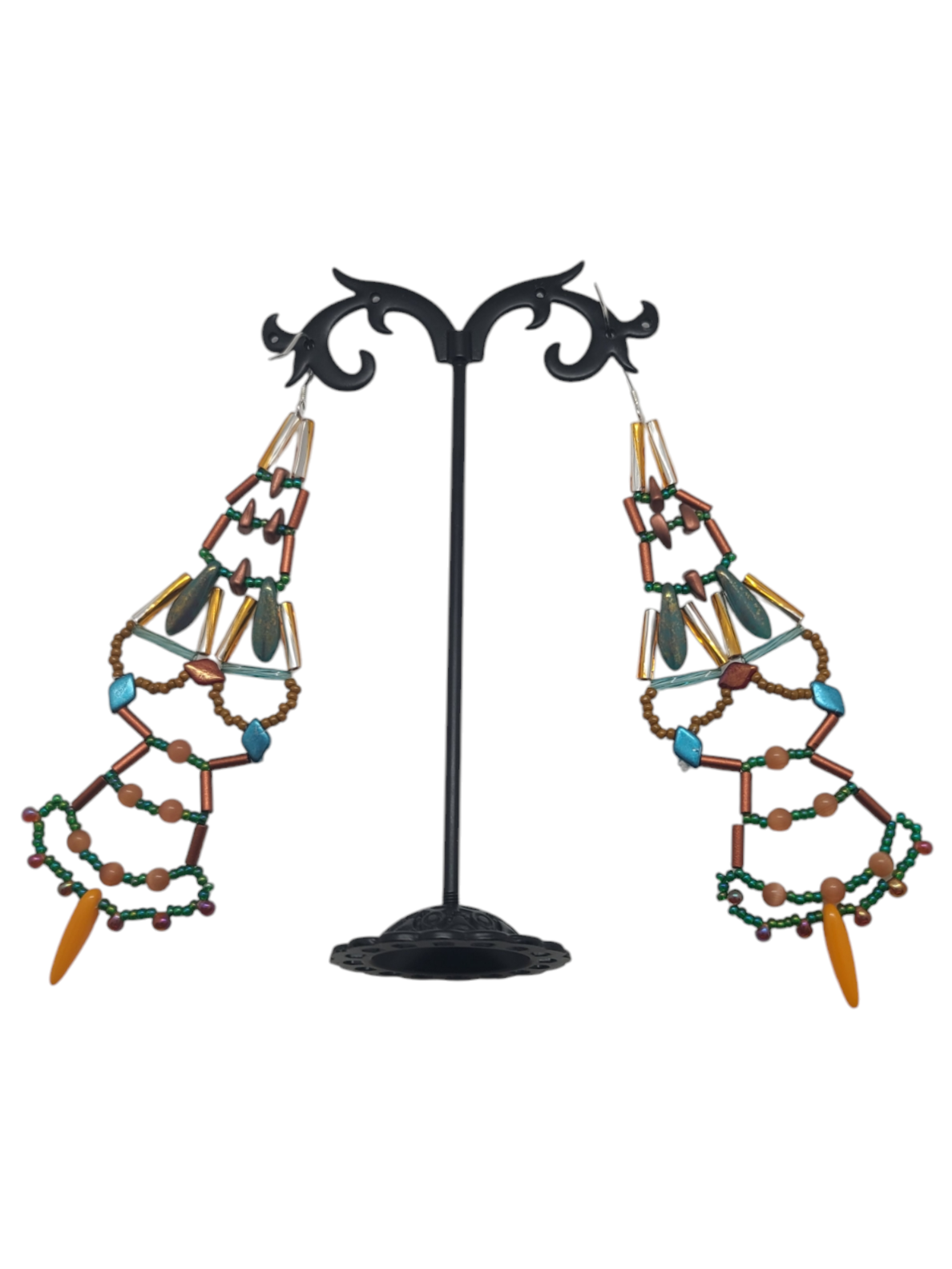 Autumn Teal Sunburst Chandelier Earrings