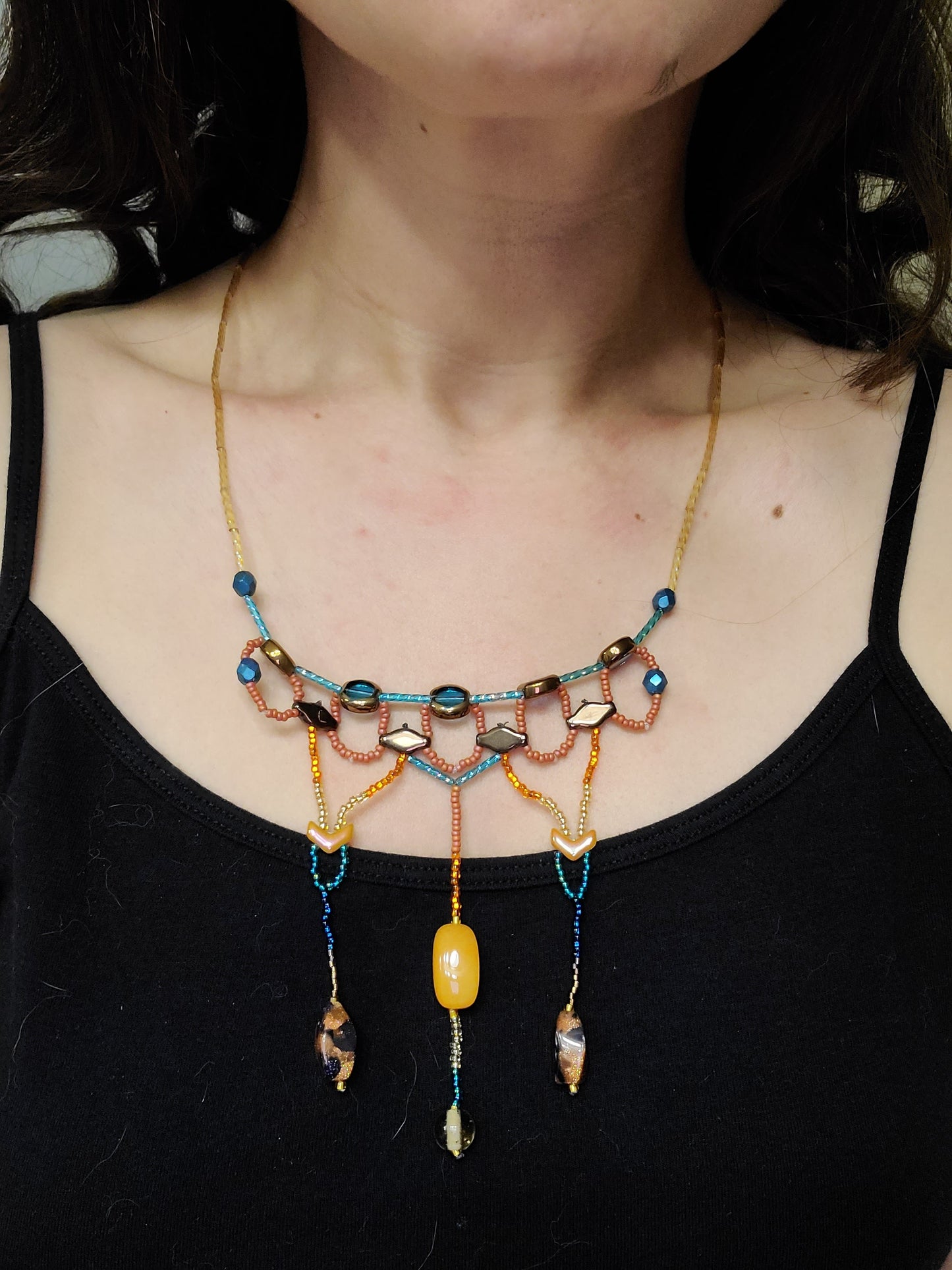 Autumn Aqua Ethereal Cascade Necklace
