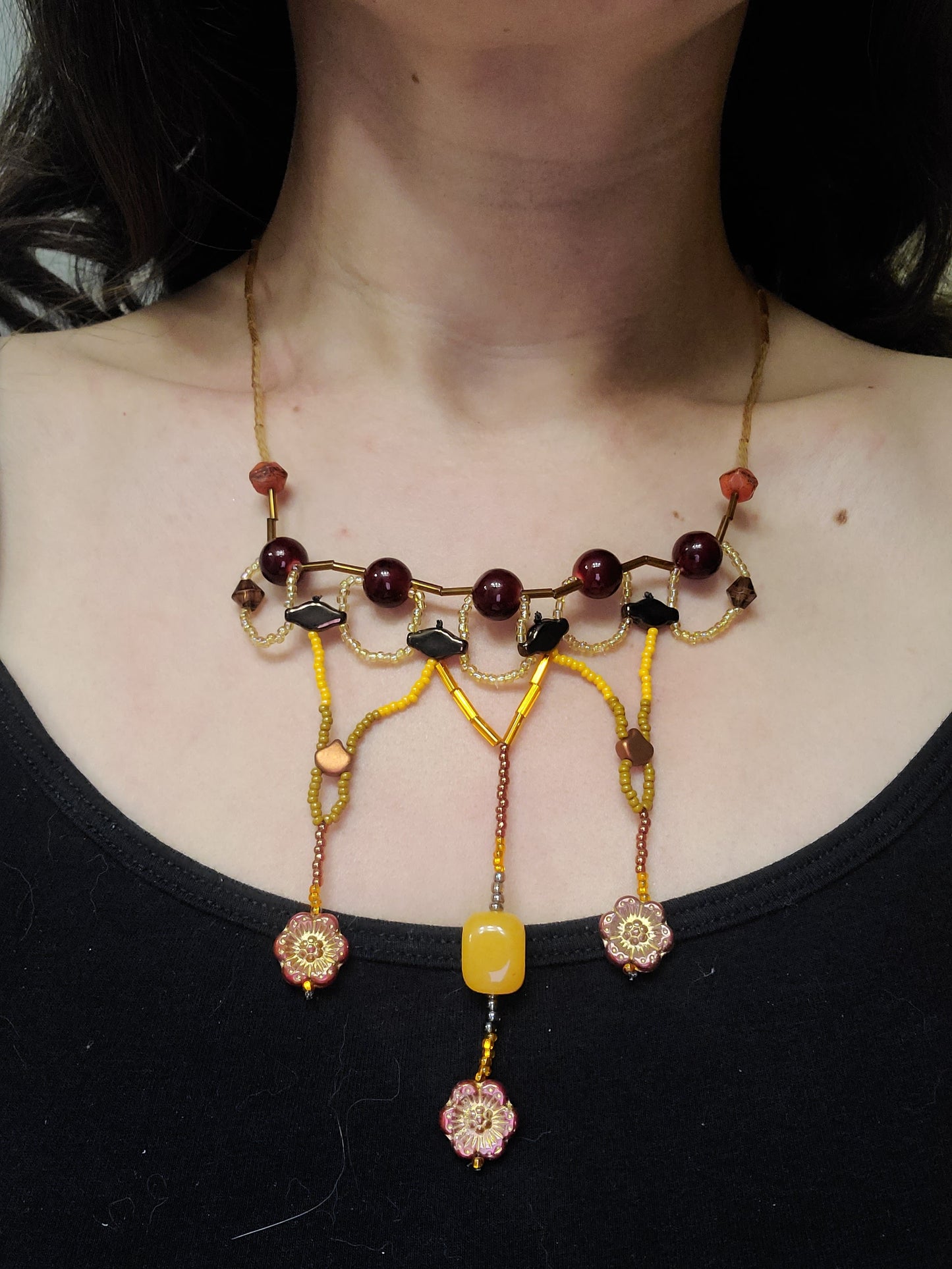 Autumn Floral Ethereal Cascade Necklace