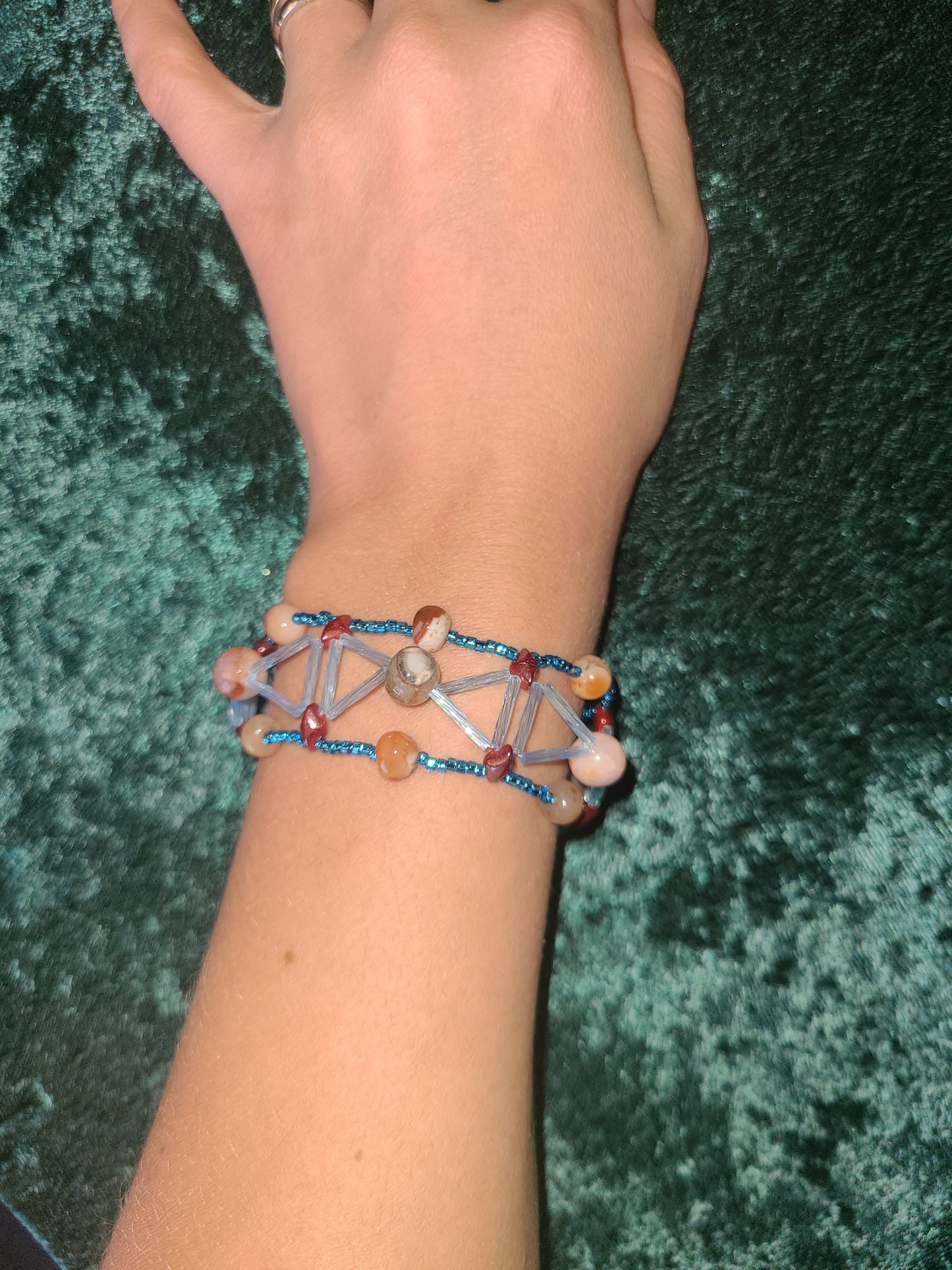 Beach Agate Pyramid Bracelet