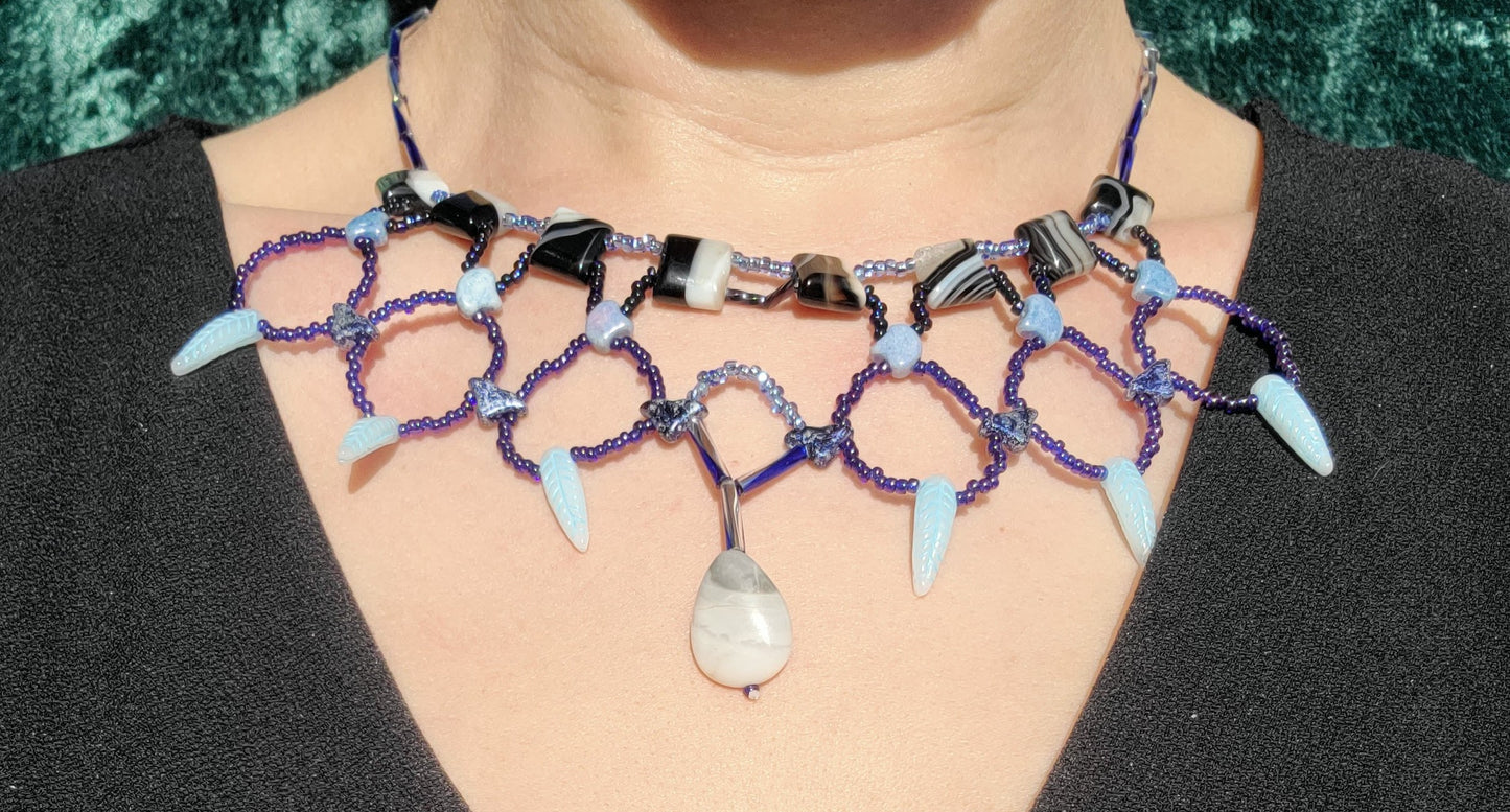 Black Striped Agate Cleopatra Necklace