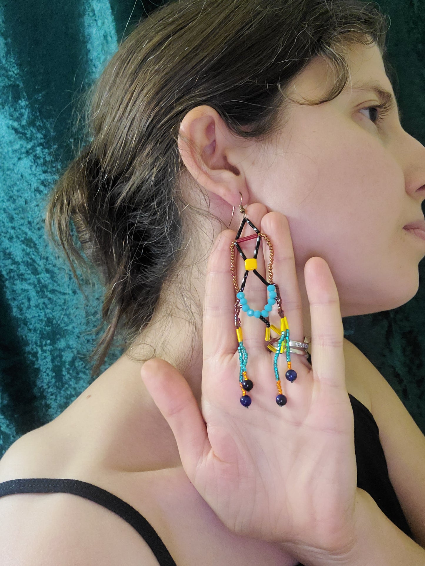 Teal Sunset Cavatica Earrings