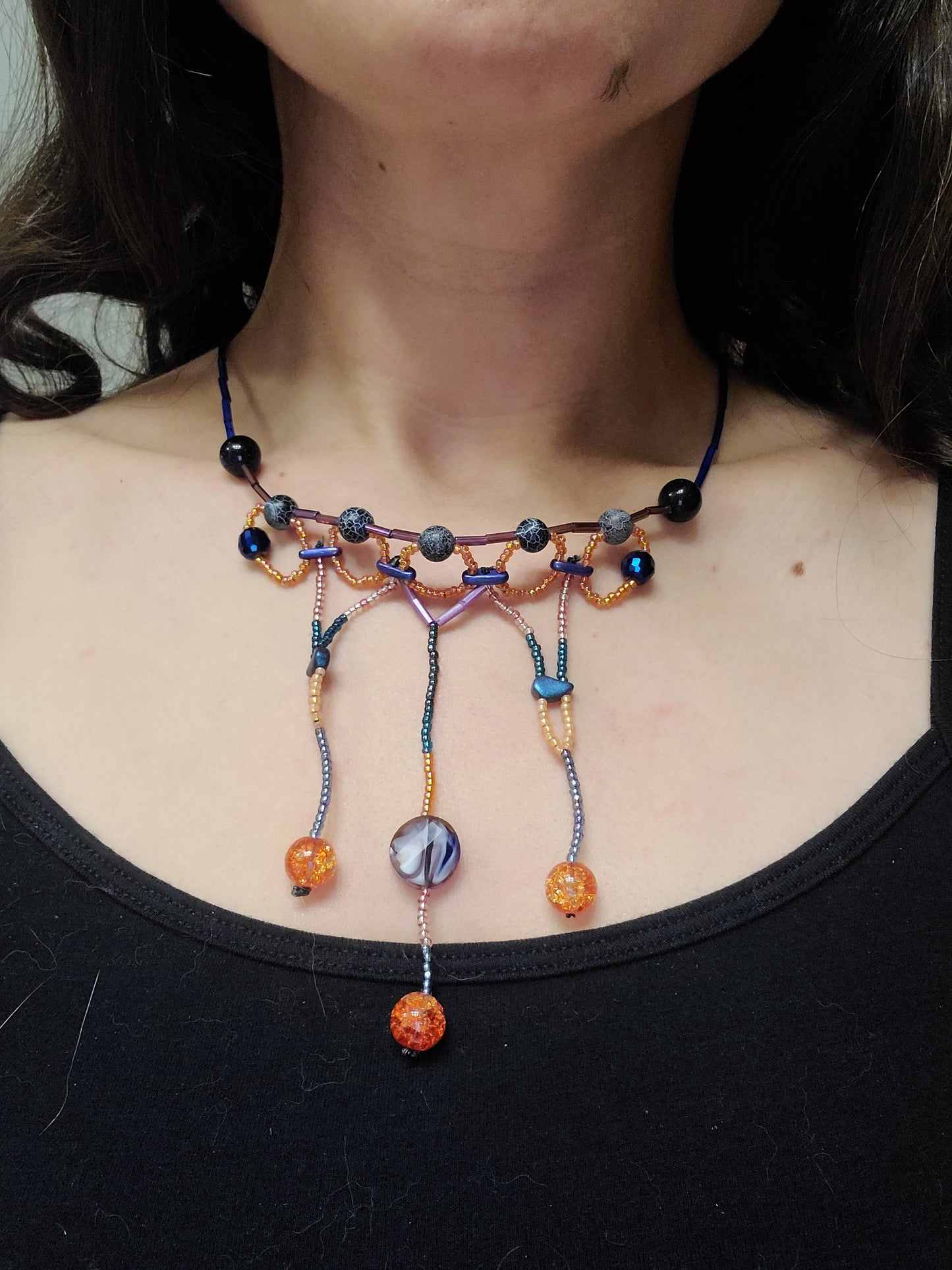 Crackle Stone Ethereal Cascade Necklace
