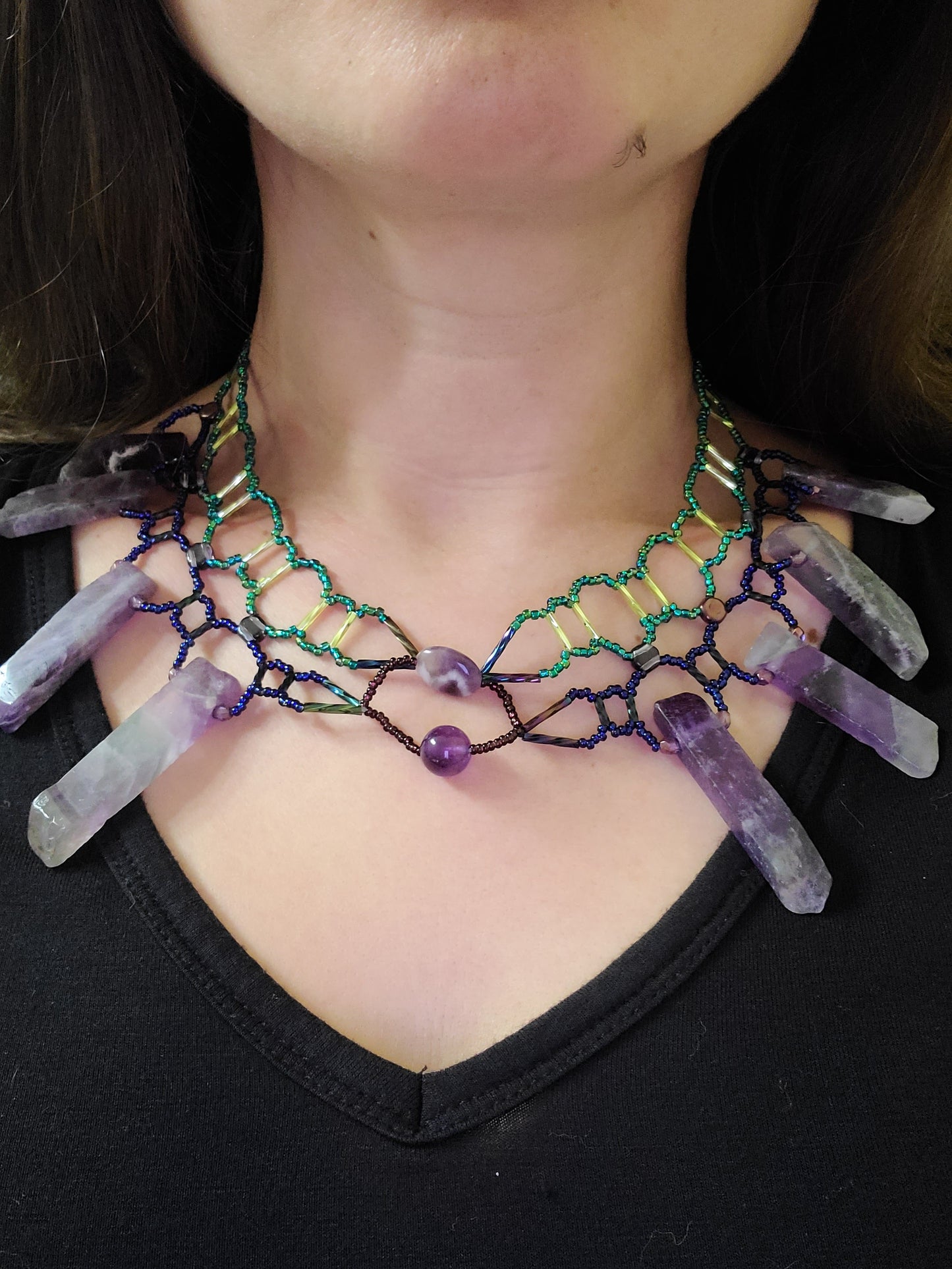 Cool-toned Amethyst Burnished Collar Necklace