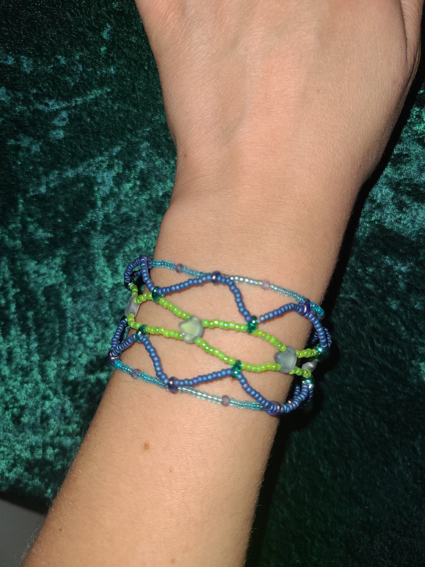 Cool-Toned Iolite Boho Mosaic Bracelet