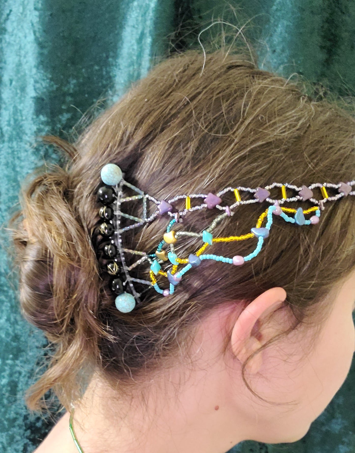 Pastel and Gold Cosmic Cartography Hair Jewelry