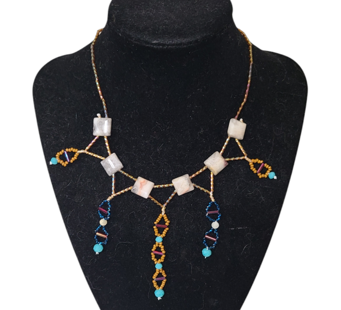 Crazy Lace Agate Delphic Helix Necklace