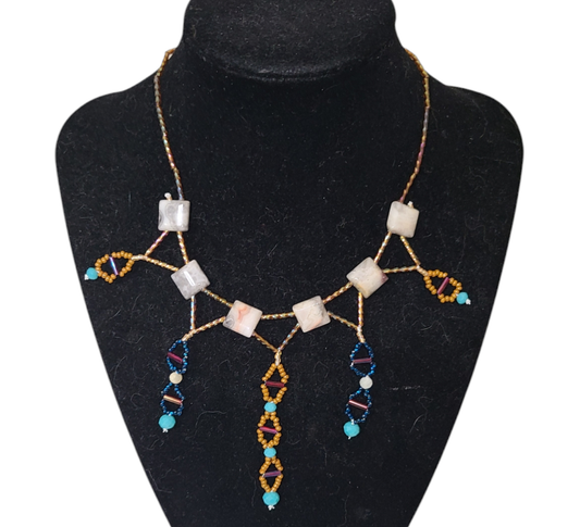 Crazy Lace Agate Delphic Helix Necklace