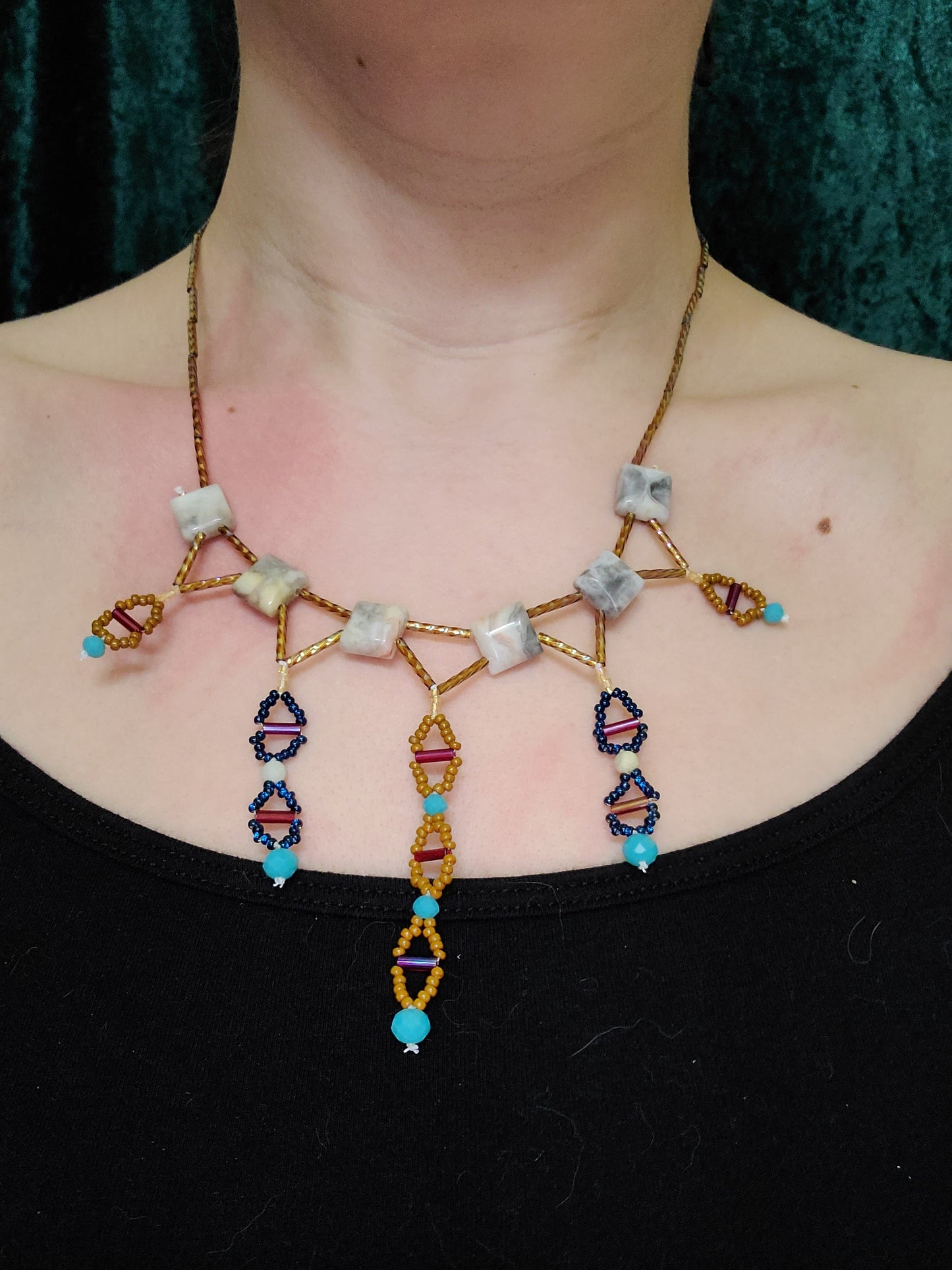 Crazy Lace Agate Delphic Helix Necklace