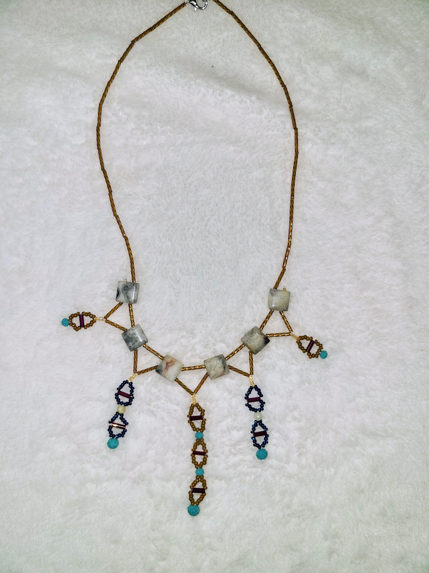 Crazy Lace Agate Delphic Helix Necklace