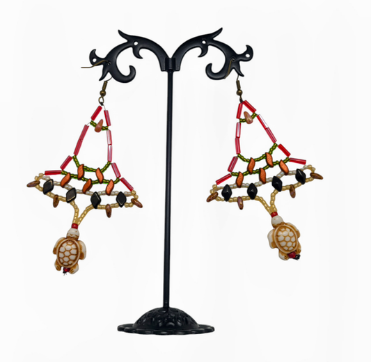 Turtle Earth Tone Chandelier Earrings