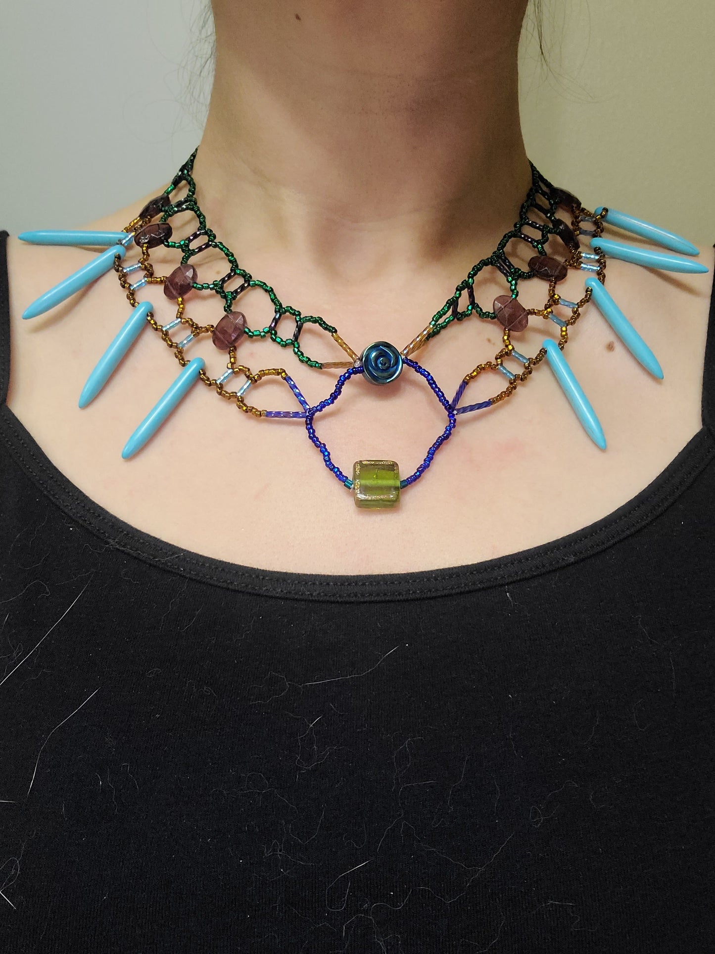 Teal Howlite Burnished Collar Necklace
