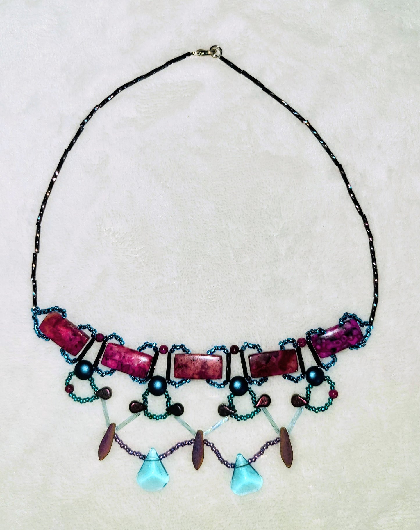 Fuchsia Crazy Lace Agate Minoan Portal Necklace