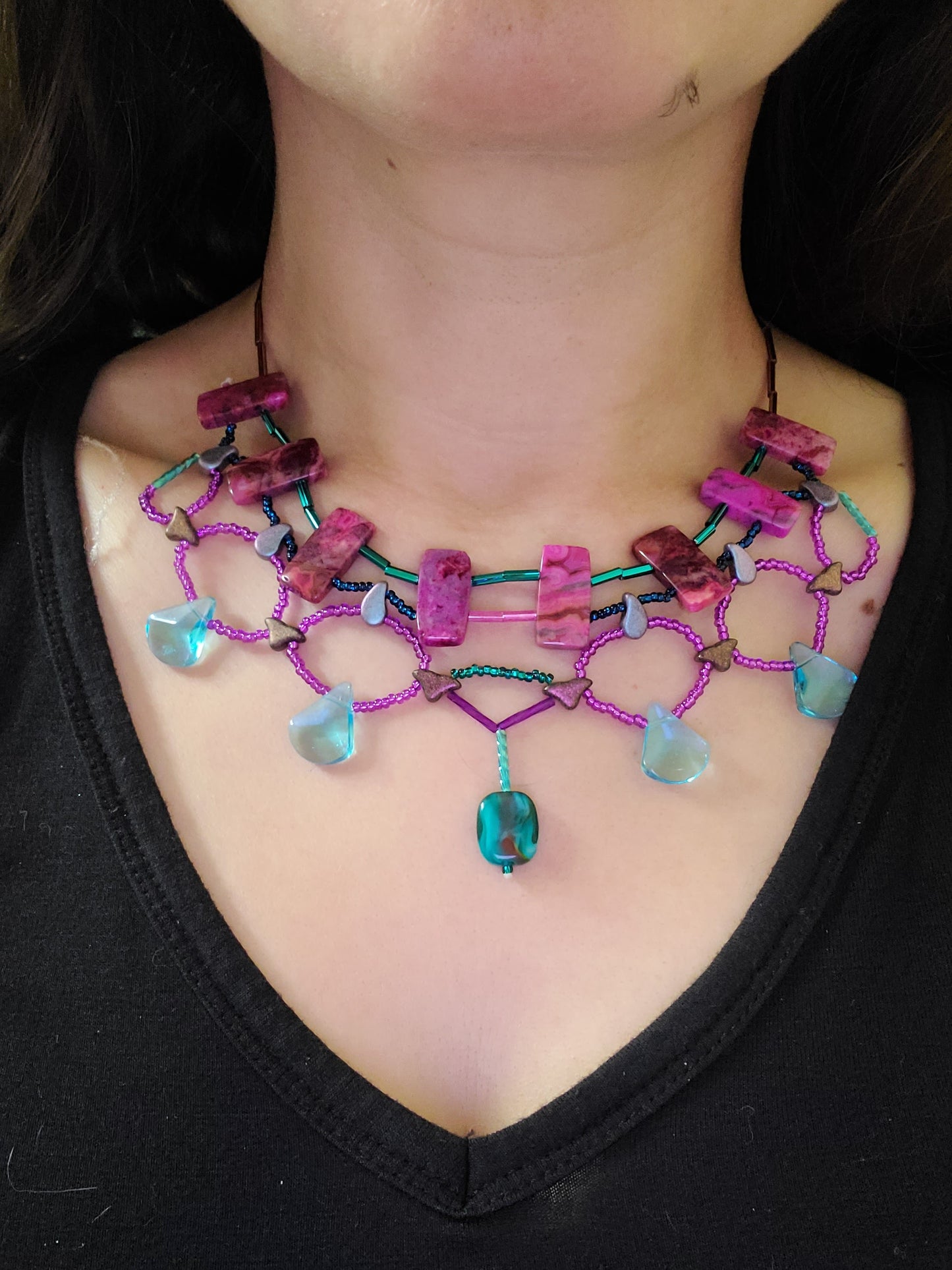 Fuchsia Crazy Lace Agate Cleopatra Necklace