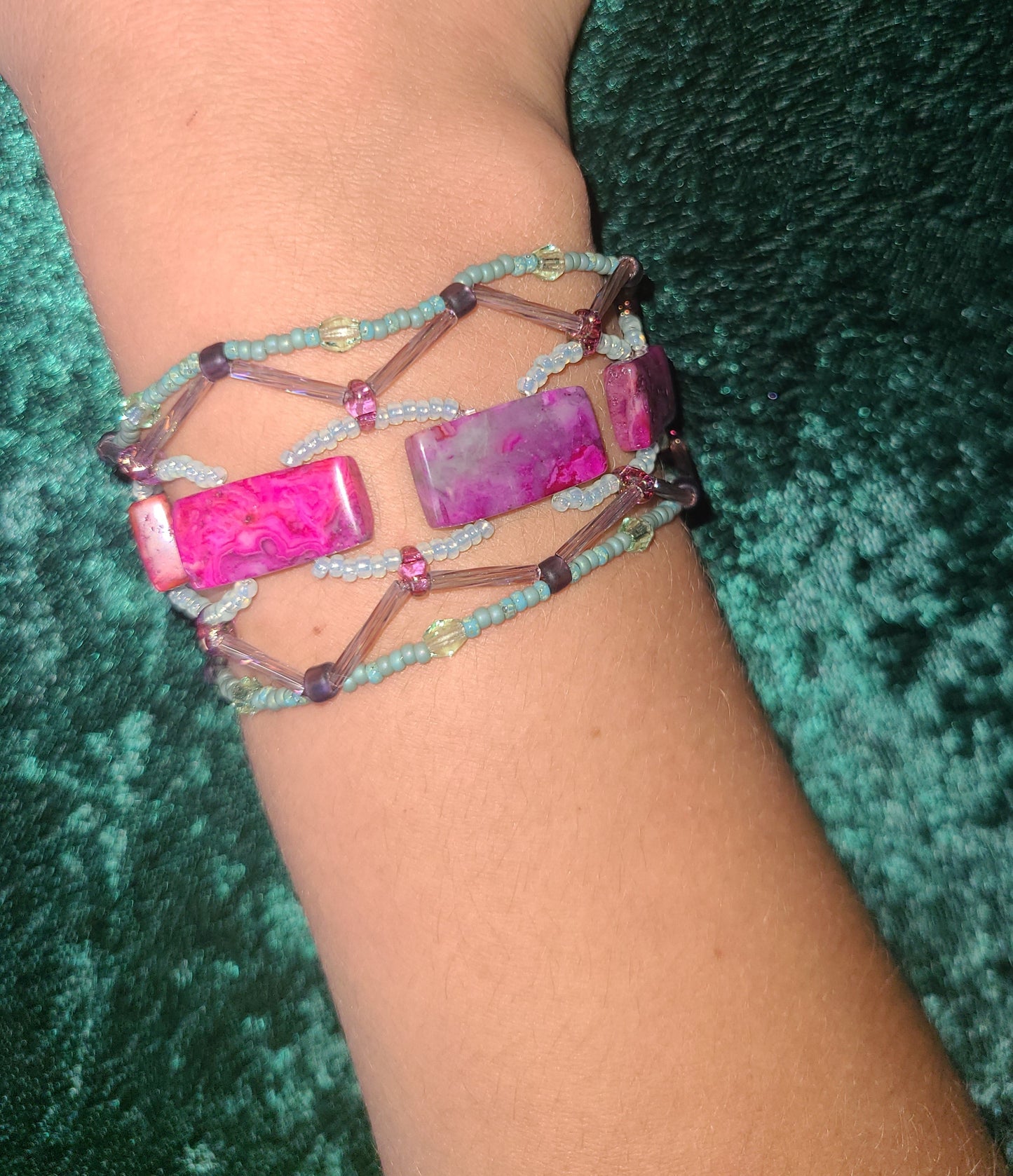 Fuchsia Crazy Lace Agate Stonecrossing Bracelet