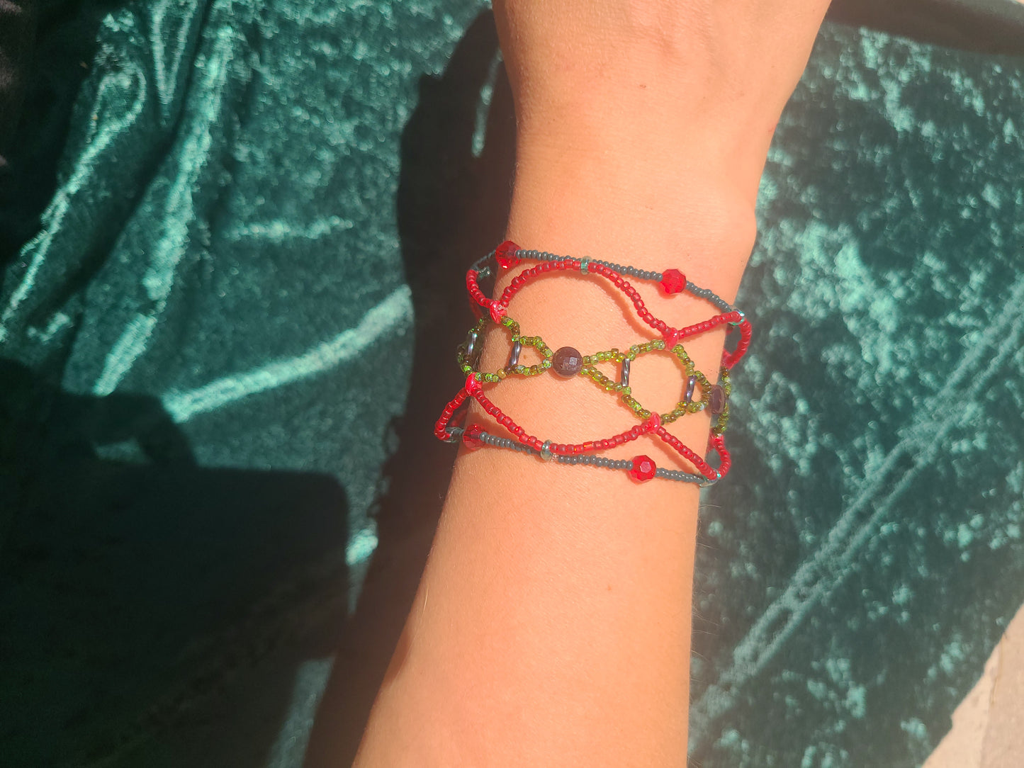 Garnet Honeycomb Helix Bracelet