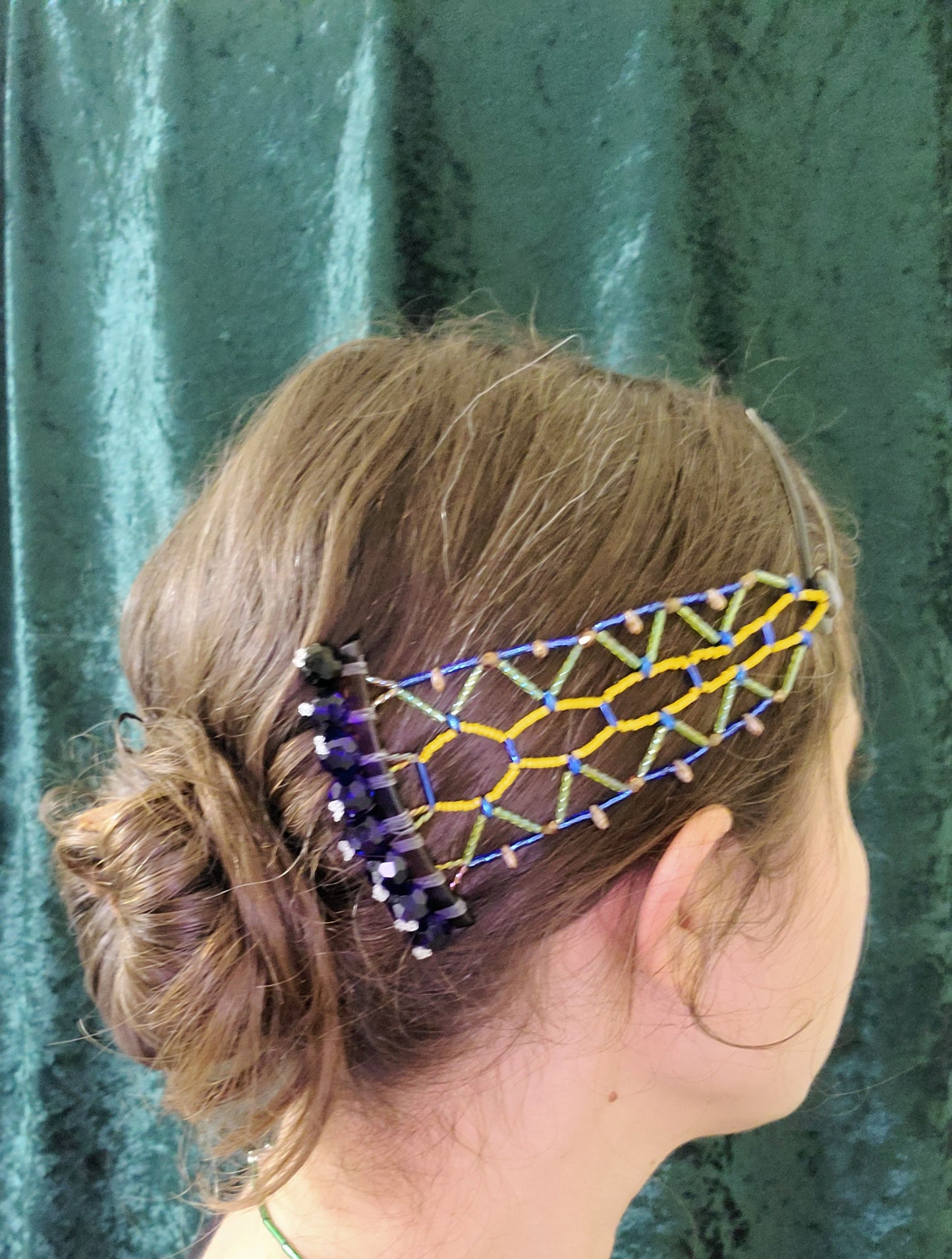 Cobalt and Green Electric Zigzag Hair Jewelry