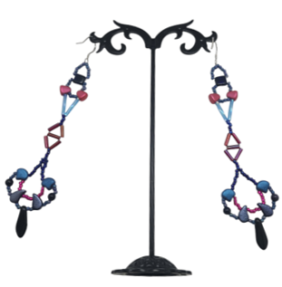 Cobalt and Hot Pink Geometric Sway Earrings