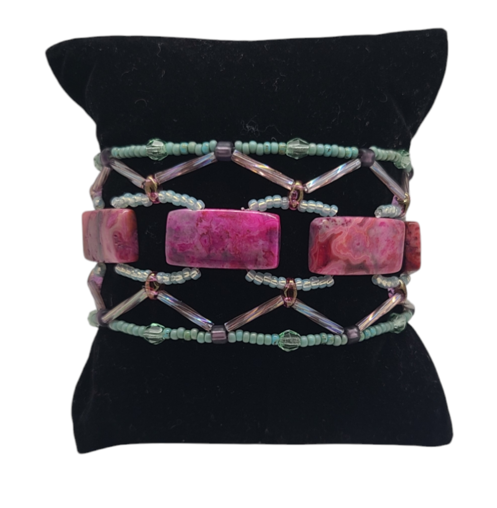 Fuchsia Crazy Lace Agate Stonecrossing Bracelet