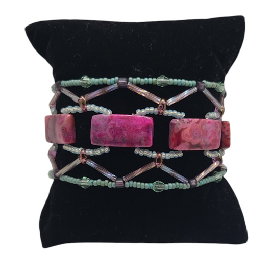 Fuchsia Crazy Lace Agate Stonecrossing Bracelet