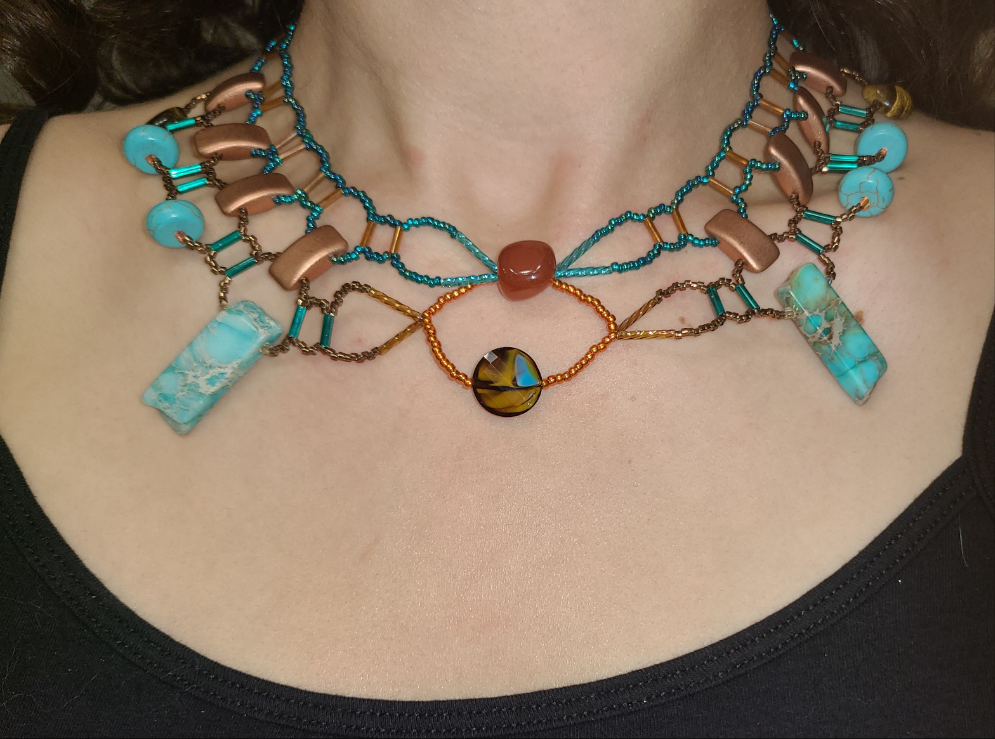 Teal Jasper Burnished Collar Necklace