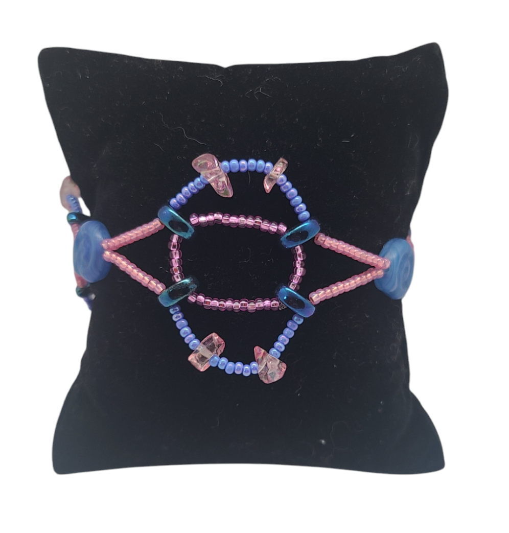Pink and Blue Half Moon Bracelet