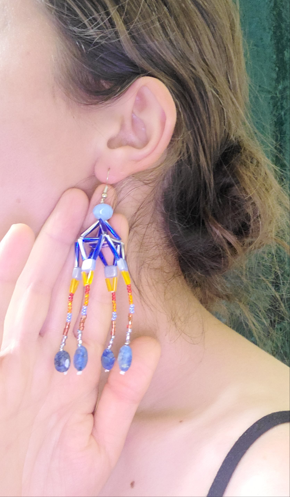 Lapis Sunset Pagoda Earrings