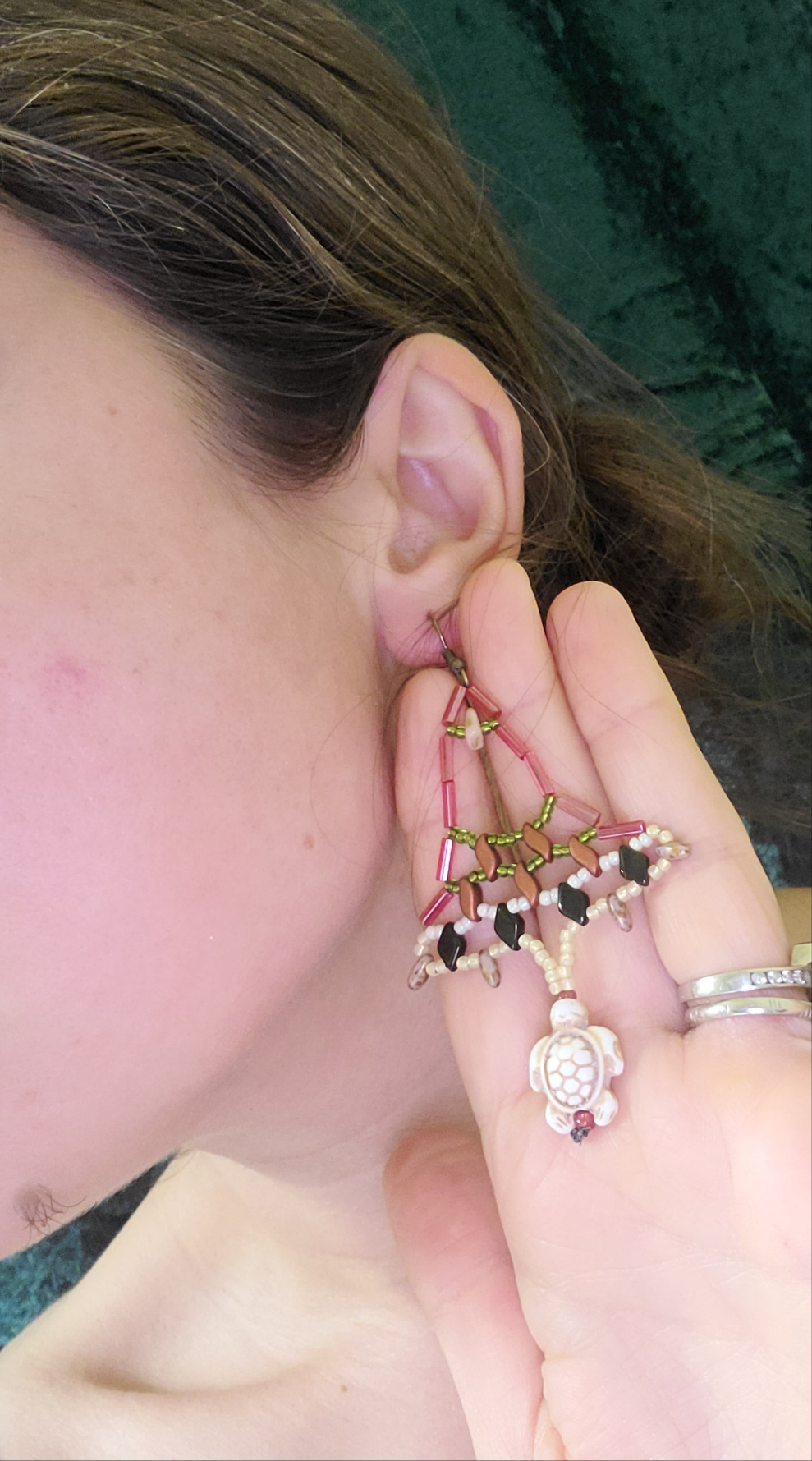 Turtle Earth Tone Chandelier Earrings