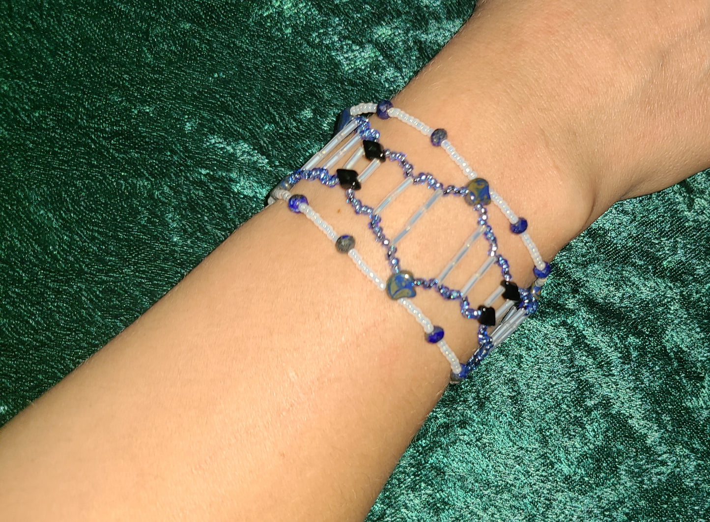 Lapis Skeletal Spiral Bracelet