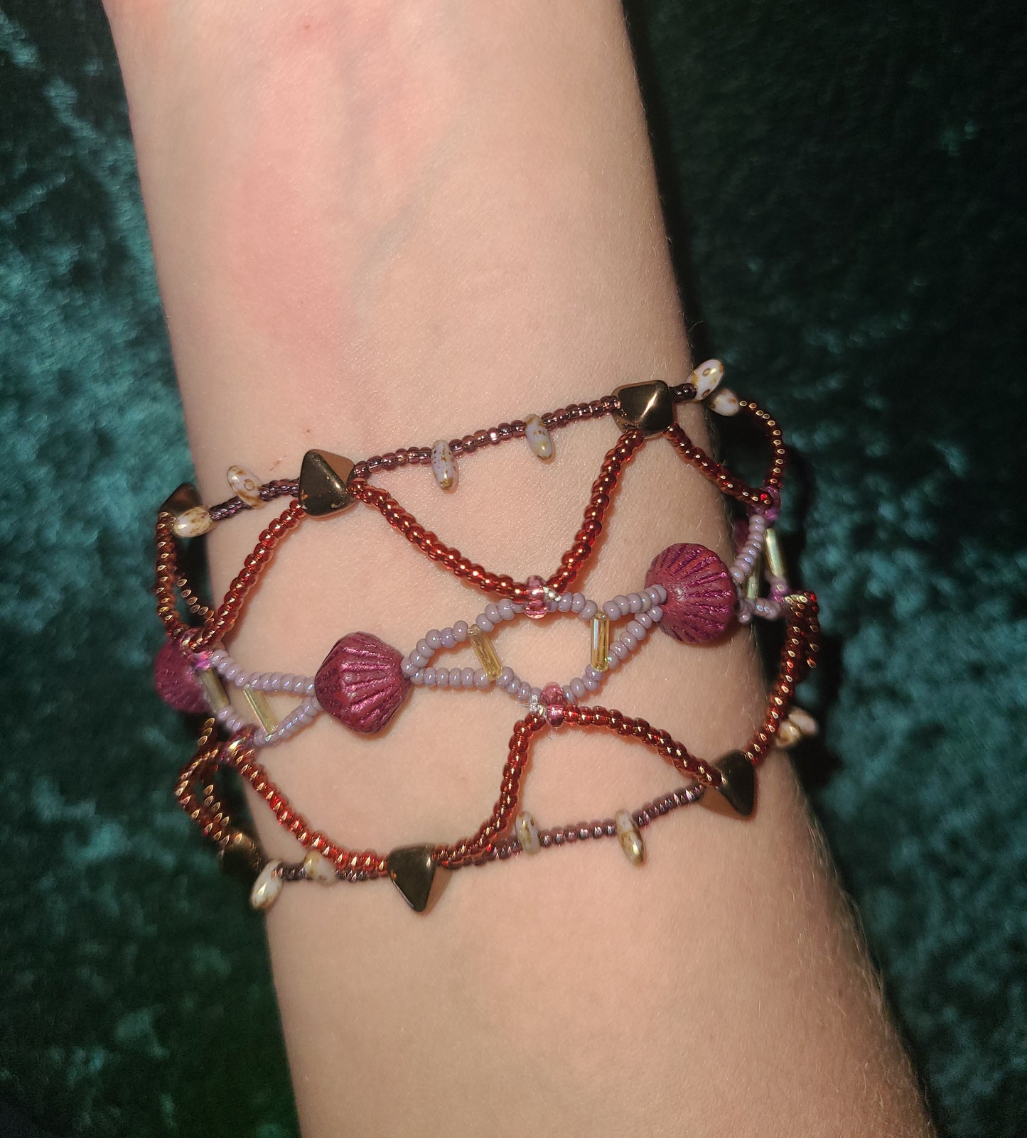 Maroon and Plum Helix Honeycomb Bracelet