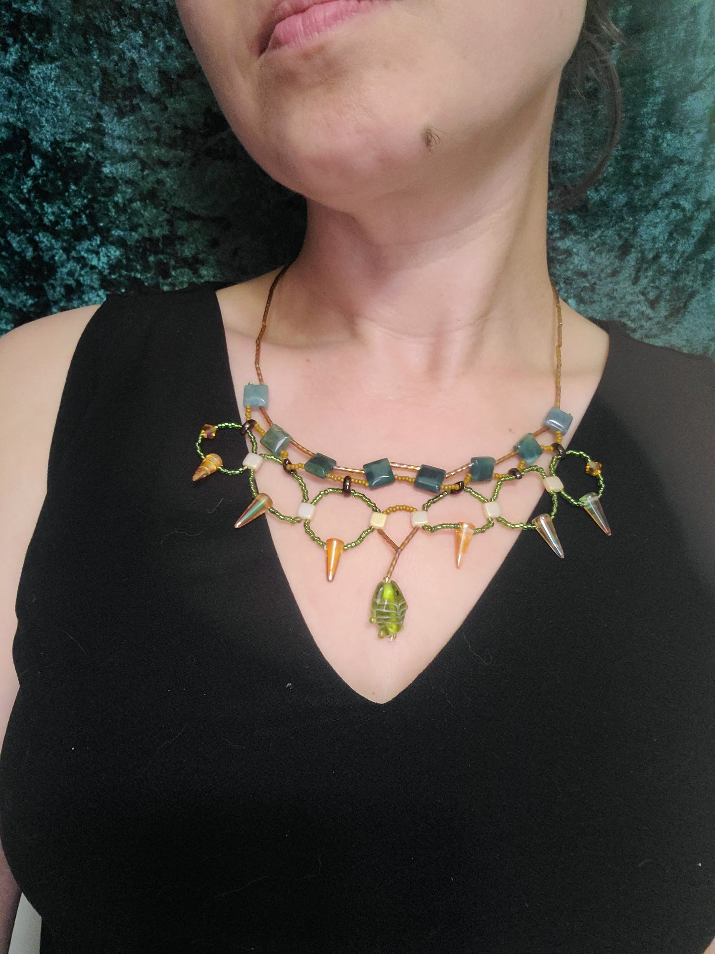 Autumn Moss Agate Cleopatra Necklace