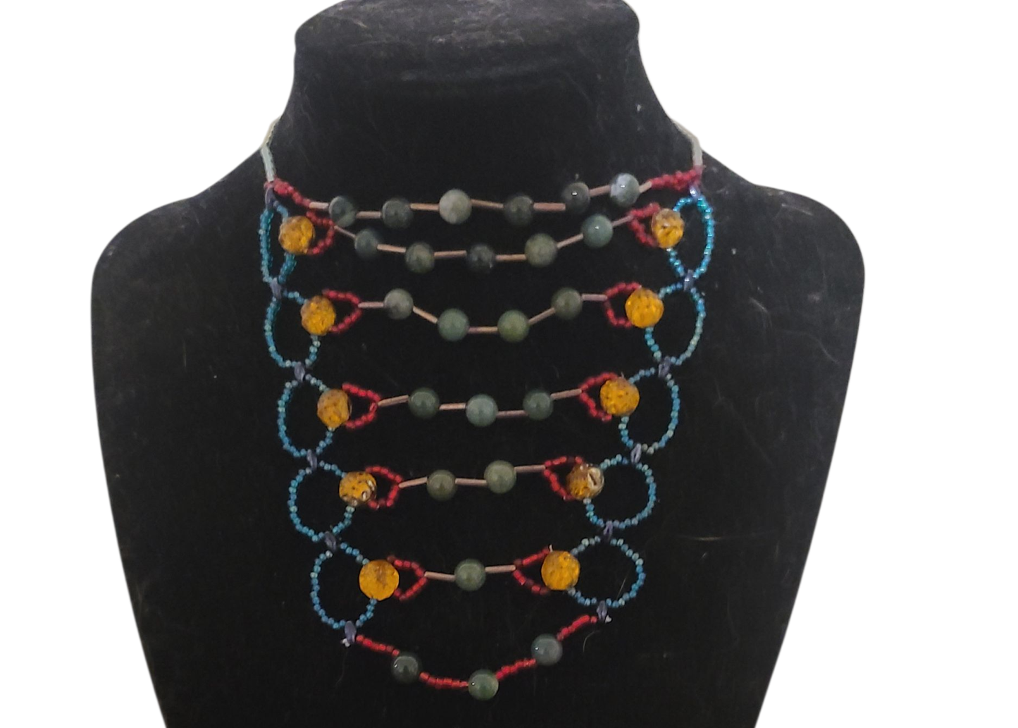 Moss Agate Drape Code Necklace