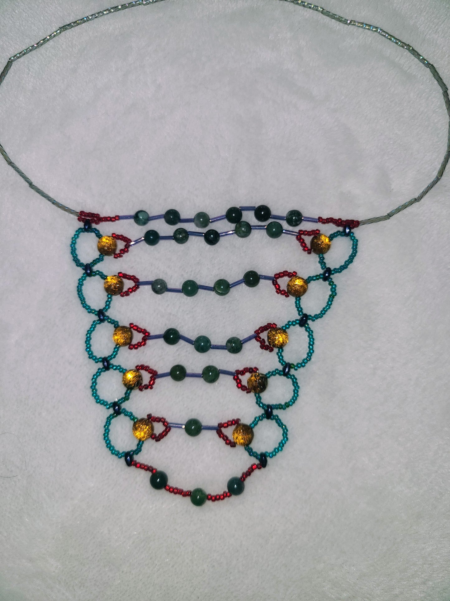 Moss Agate Drape Code Necklace