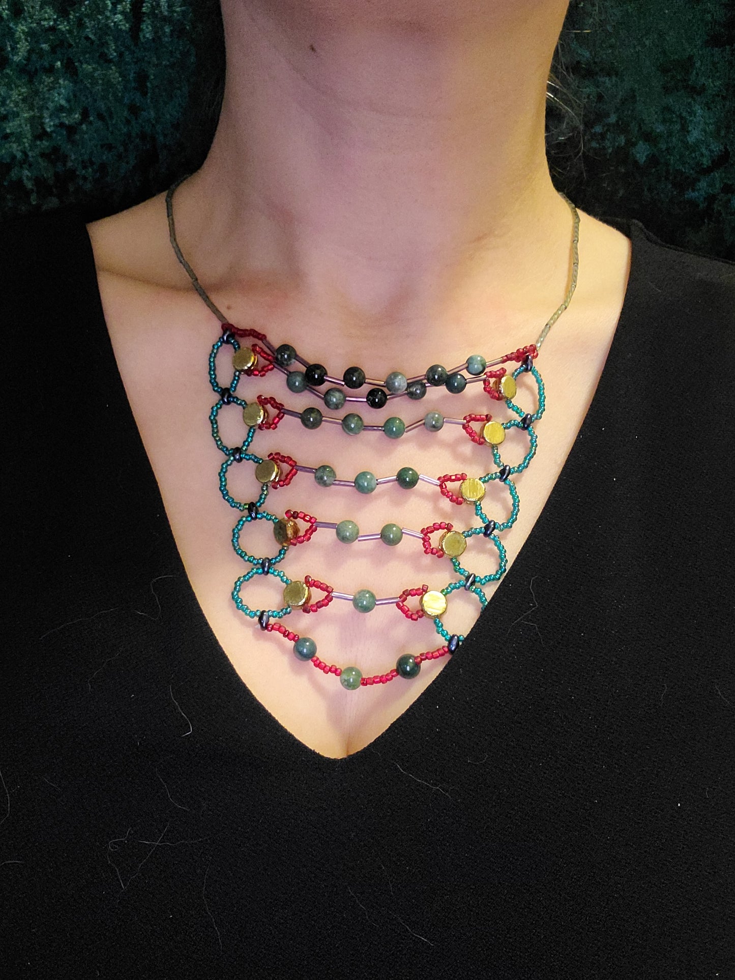 Moss Agate Drape Code Necklace