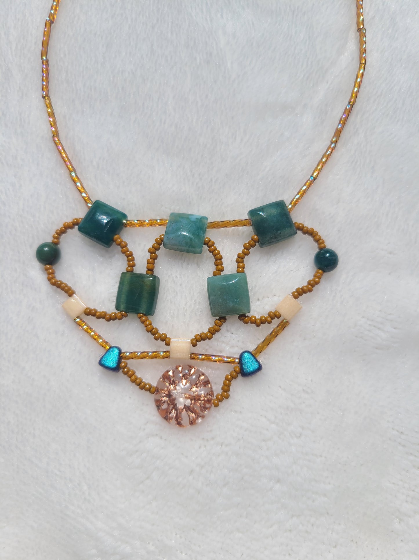 Moss Agate Mosaic Canyon Necklace