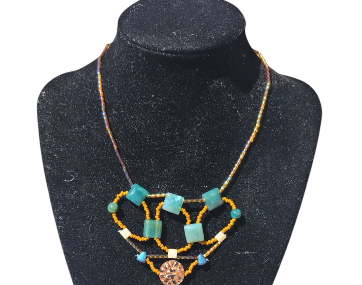 Moss Agate Mosaic Canyon Necklace