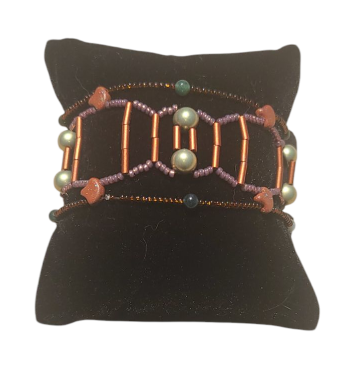 Moss Agate Skeletal Spiral Bracelet