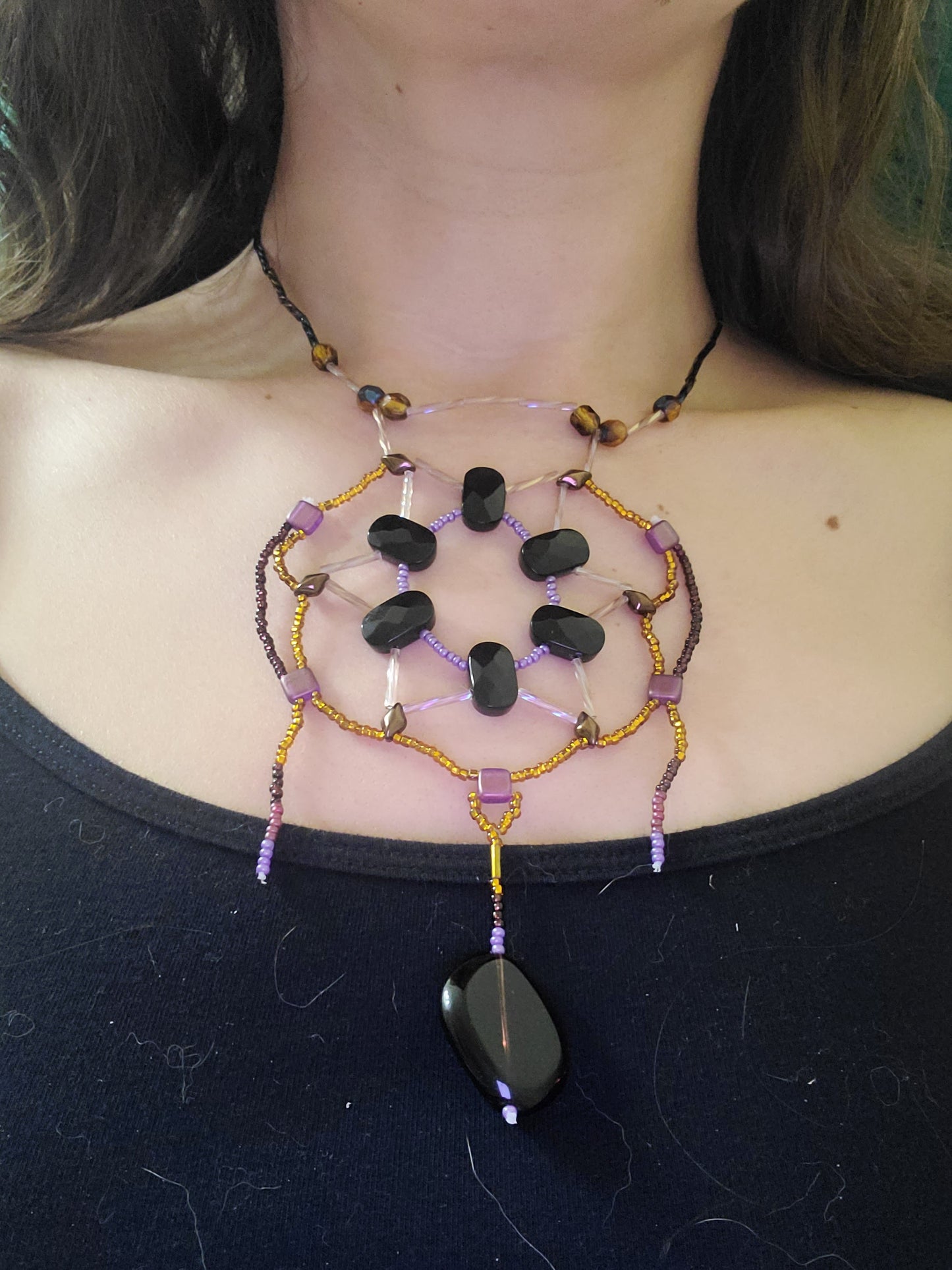 Obsidian Celtic Chainwork Necklace