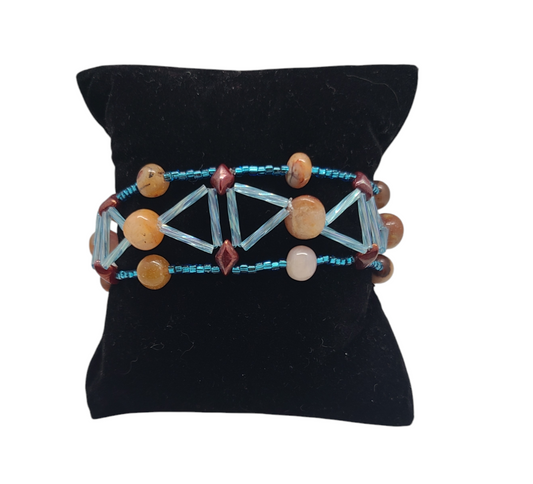 Beach Agate Pyramid Bracelet
