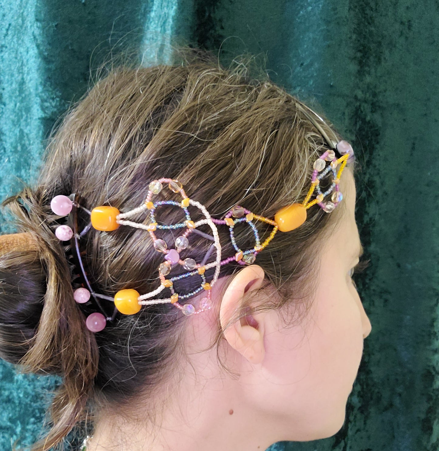 Pink and Orange Orbital Rings Hair Jewelry