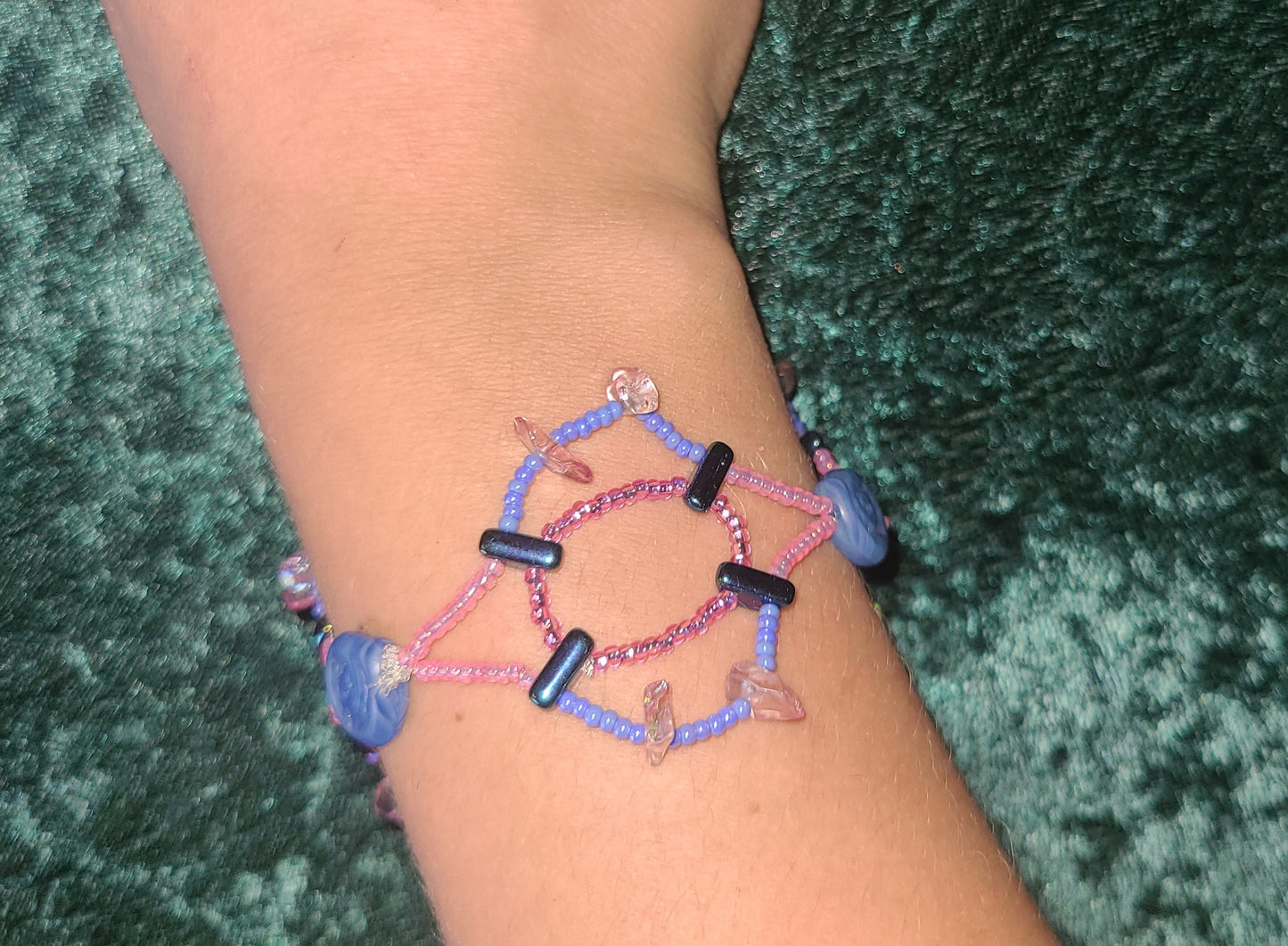 Pink and Blue Half Moon Bracelet