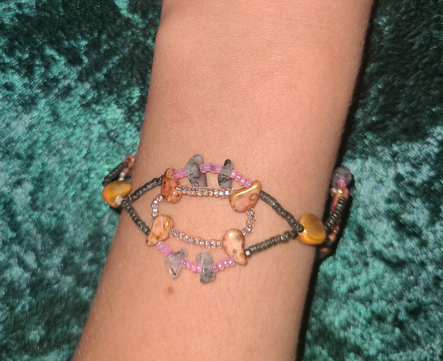 Pink and Gray Rhythmic Waves Bracelet