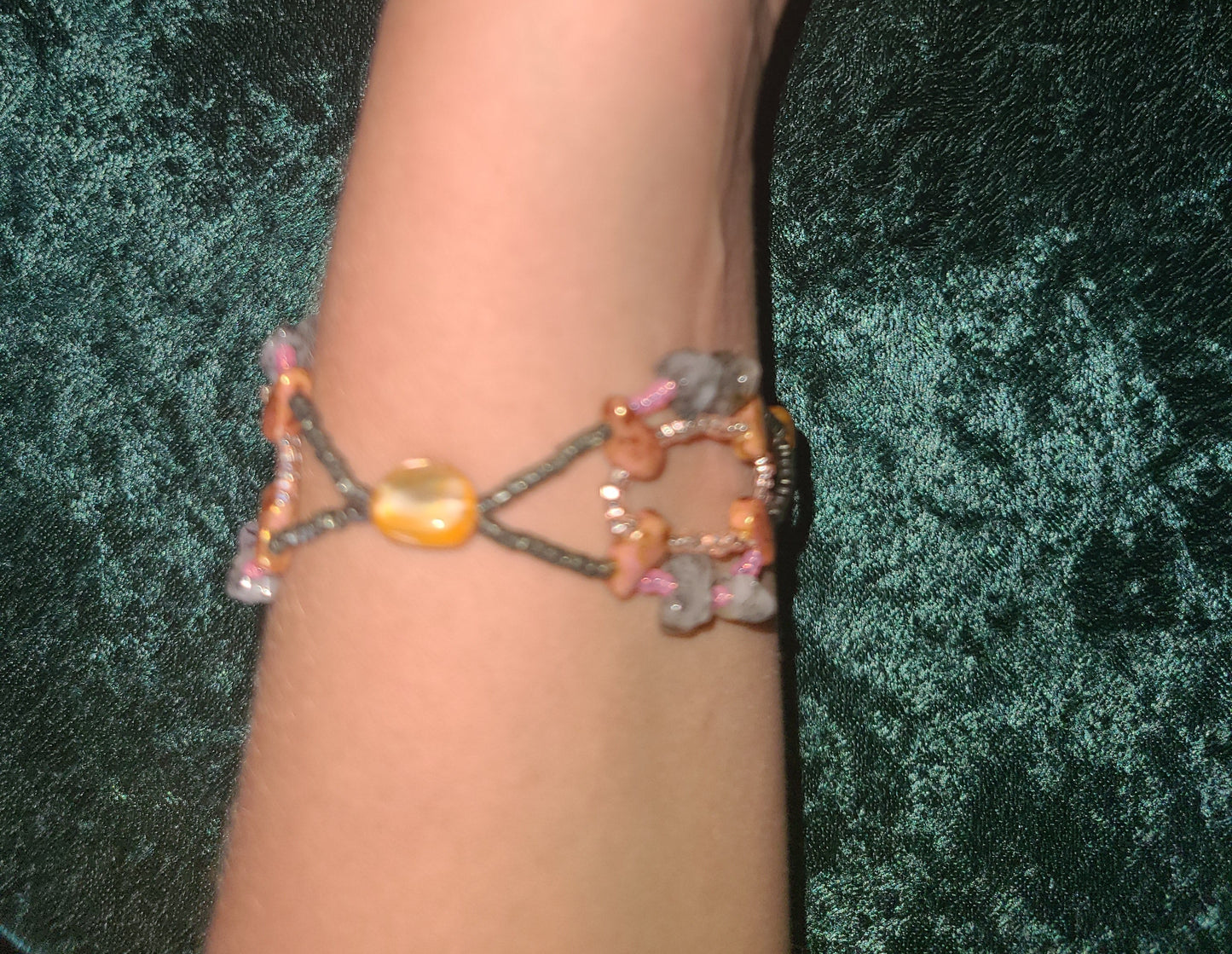 Pink and Gray Rhythmic Waves Bracelet