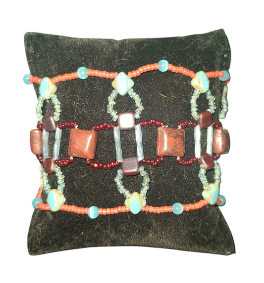 Teal and Red Poppy Jasper Providence Bracelet