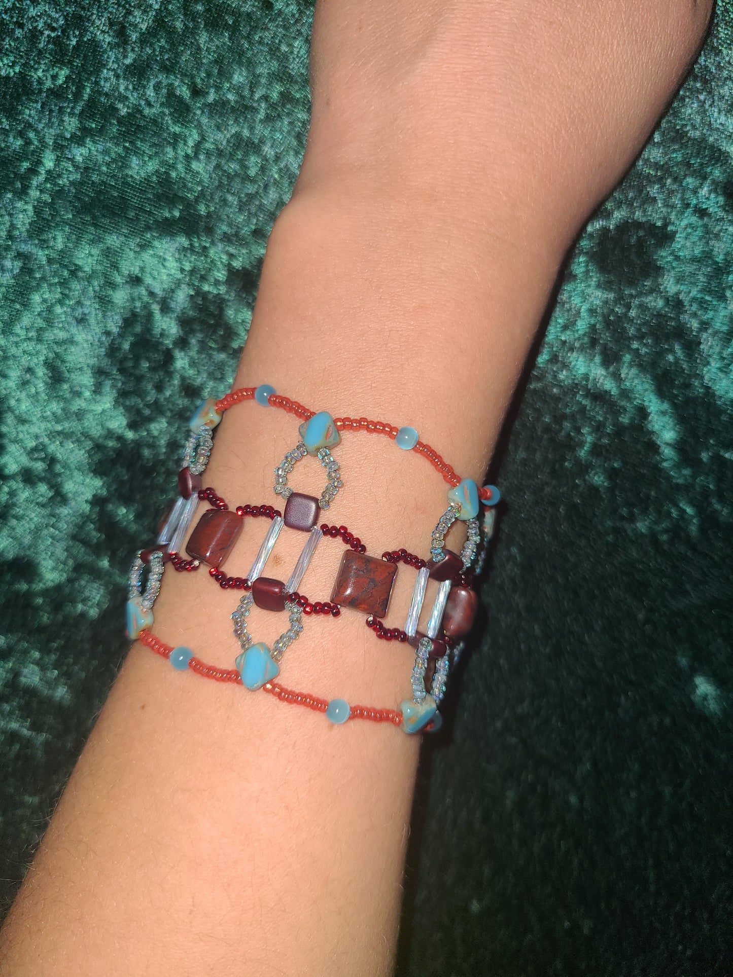 Teal and Red Poppy Jasper Providence Bracelet